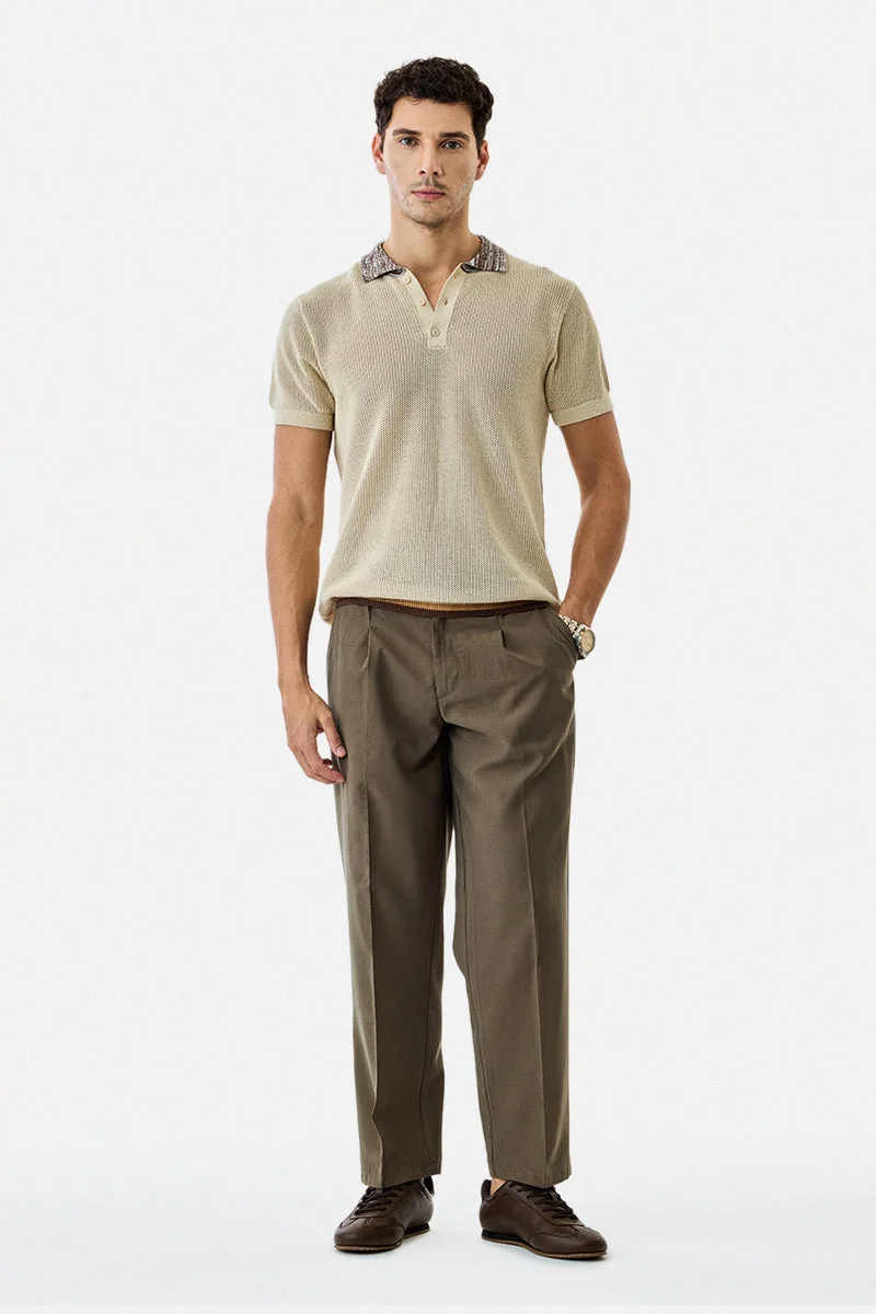 SNITCH Contrast Jacquard Collar Polo T-Shirt